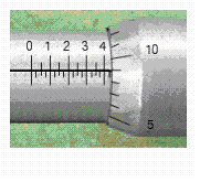 Read the measurement shown on the U.S. micrometer.   A)  0.4259 in. B)  0.459 in. C)  0.509 in. D)  0.409 in. E)  0.434 in.