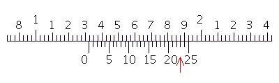 Read the measurement shown on the vernier caliper in inches.   A)  1.323 in. B)  1.373 in. C)  13.73 in. D)  1.973 in. E)  13.23 in.
