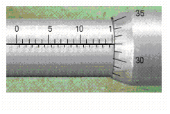 Read the measurement shown on the metric micrometer.   A)  18.2 mm B)  33.2 mm C)  30.32 mm D)  15.32 mm E)  15.032 mm