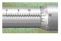 Read the measurement shown on the metric micrometer.   A)  19.3 mm B)  17.53 mm C)  17.5 mm D)  14.53 mm E)  14.8 mm