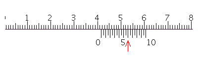Read the measurement shown on the vernier caliper in millimeters.   A)  4.41 mm B)  41.6 mm C)  44.1 mm D)  4.86 mm E)  4.16 mm