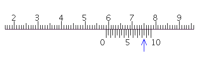 Read the measurement shown on each vernier caliper.   __________ mm