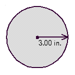  Use the rules for working with measurements.   Find the circumference of the circle. C = __________ in. Find the area of the circle. A = __________  \operatorname { in }^ 2