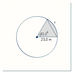 In the illustration below find the length of arc s, the area of the sector A<sub>sec</sub> and the area of the segment A<sub>seg</sub>. Round your answer to three significant digits.    A)  A <sub>seg</sub> = 15.3 m <sup>2</sup> B)  A <sub>sec</sub> = 88.2 m <sup>2</sup> C)  s = 7.67 m D)  A <sub>sec</sub> = 277 m <sup>2</sup> E)  s = 24.1 m F)  A <sub>seg</sub> = 47.9 m <sup>2</sup>