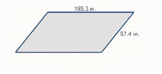 By law, all businesses outside the Parkville city limits must fence their lots. How many feet of fence will be needed to fence the parallelogram-shaped lot shown on the picture below?   A)  285,7 in. B)  571.4 in. C)  570.1 in. D)  573.4 in. E)  570 in.