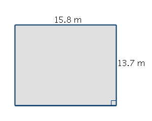 Find the perimeter and the area of the quadrilateral.    A)  A = 215 m <sup>2</sup> B)  A = 216 m <sup>2</sup> C)  A = 108 m <sup>2</sup> D)  P = 59 m E)  P = 60 m F)  P = 29.5 m