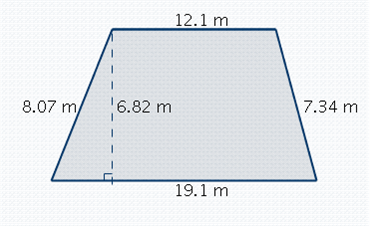  Find the perimeter and the area of the quadrilateral.   Perimeter = __________ m Area = __________  m ^ { 2 }