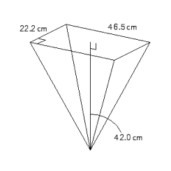 Follow the rules for working with measurements. Find the volume of the figure.   A)  V = 67,900 cm <sup>3</sup> B)  V = 92,800 cm <sup>3</sup> C)  V = 21,700 cm <sup>3</sup> D)  V = 14,500 cm <sup>3</sup> E)  V = 138,000 cm <sup>3</sup>