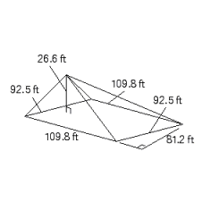 Follow the rules for working with measurements. Find the volume of the figure.   A)  V = 66,800 ft <sup>3</sup> B)  V = 39,500 ft <sup>3</sup> C)  V = 132,000 ft <sup>3</sup> D)  V = 79,100 ft <sup>3</sup> E)  V = 800 ft <sup>3</sup>