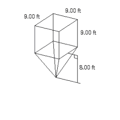 Follow the rules for working with measurements. Find the volume of the figure.   A)  V = 862 ft <sup>3</sup> B)  V = 459 ft <sup>3</sup> C)  V = 1,068 ft <sup>3</sup> D)  V = 911 ft <sup>3</sup> E)  V = 945 ft <sup>3</sup>