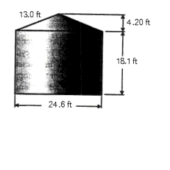  Follow the rules for working with measurements. The circular tank in the illustration is made of  \frac { 1 } { 2 }  in. steel weighting 19,4 lb/ft <sup>2</sup>. What is the total weight of the top, sides, and bottom of the tank?   A)  46,100 lb B)  45,800 lb C)  46,700 lb D)  32,500 lb E)  46,200 lb 