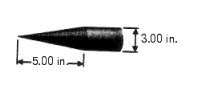 Follow the rules for working with measurements. A piece of three-inch (diameter)  round stock is tapered so that its tip is a cone. If the taper begins 5 in. from the end of the stock, find the volume of stock that was removed in order to produce the tapered end.   A)  V = 94.2 in. <sup>3</sup> B)  V = 11.8 in. <sup>3</sup> C)  V = 31.4 in. <sup>3</sup> D)  V = 47.1 in. <sup>3</sup> E)  V = 23.6 in. <sup>3</sup>