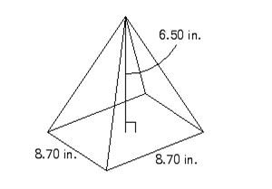 Follow the rules for working with measurements. Find the volume of the figure.   V = __________ in<sup>3</sup>.
