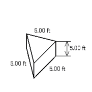  Follow the rules for working with measurements. A triangular display pedestal is to be made of corrugated paper. Using the following, what size sheet needs to be designated on the drawing?       A)  15' 1    ×  15' 1  B)  18' 1    ×  13' 8  C)  18' 1    ×  13' 4  D)  15' 1    ×  13' 8  E)  15' 1    ×  13' 4  