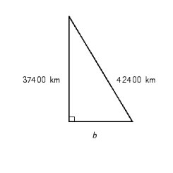 Find the length of the missing side in the triangle. Use the rules for working with measurements.   A)  b = 19,000 km B)  b = 16,700 km C)  b = 20,000 km D)  b = 17,800 km E)  b = 5,000 km
