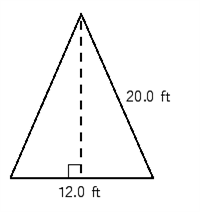 Find the area and perimeter of the isosceles triangle shown below. Use the rules for working with measurements.   A)  perimeter = 52 ft, area = 114 ft <sup>2</sup> B)  perimeter = 51 ft, area = 114 ft <sup>2</sup> C)  perimeter = 52 ft, area = 229 ft <sup>2</sup> D)  perimeter = 52 ft, area = 0 ft <sup>2</sup> E)  perimeter = 51 ft, area = 229 ft <sup>2</sup>