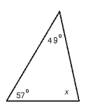 Find the measure of the missing angle in the triangle shown below.   A)  63° B)  92° C)  41° D)  99° E)  74°