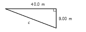 Find the length of the hypotenuse in the triangle. Use the rules for working with measurements.   c =__________ m
