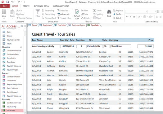   In the accompanying figure, Customers is a ____ tab. A)  form B)  report C)  table D)  query