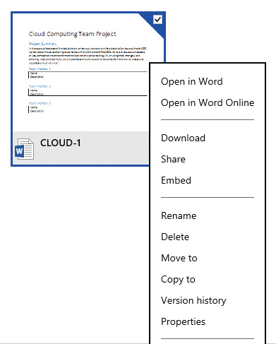    The accompanying figure shows options for working with files on ____________________.