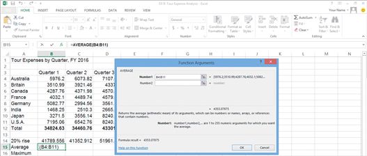   In the accompanying figure, the dialog box illustrates what element of a function? A)  arithmetic operator B)  argument C)  order of precedence D)  range