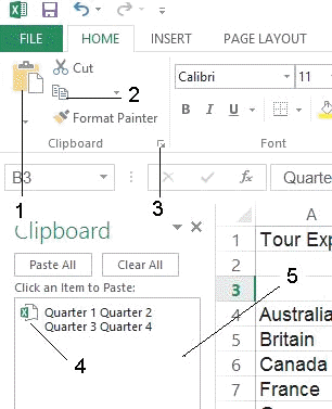   In the accompanying figure, the item marked as 2 points to the ____ button. A)  Copy B)  Cut C)  Paste D)  Undo