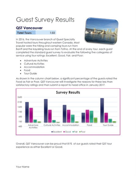   In the accompanying figure, the item labeled Survey Results in the Word document shown is a ____ linked to a source Excel file. A)  chart B)  text selection C)  picture D)  value