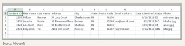  A user of a database such as that pictured in the accompanying figure refers to a file as what? A)  table B)  column C)  row D)  relationship