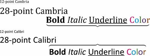   Which of the following (with examples such as the bold, italic, and underline shown in the accompanying figure)  adds emphasis to a font? A)  font style B)  font point C)  font face D)  font weight