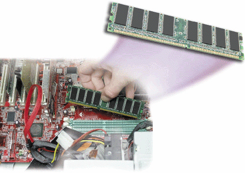   Which of the following types of memory modules, such as that shown in the accompanying figure, positions the pins on opposite sides of the circuit board so they do not connect and thus form two sets of contacts? A)  SIMM B)  RIMM C)  DIMM D)  CIMM