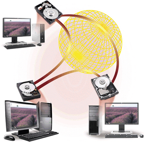   When users log off a P2P network like the one in the accompanying figure, other users still can access their hard disks.