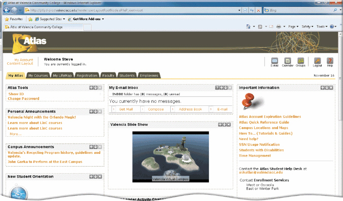   Which of the following (an example of which is shown in the accompanying figure)  is a collection of links, content, and services presented on a Web page and designed to guide users to information they likely are to find interesting for their particular job function? A)  personalized page B)  portal C)  data warehouse D)  data storage unit