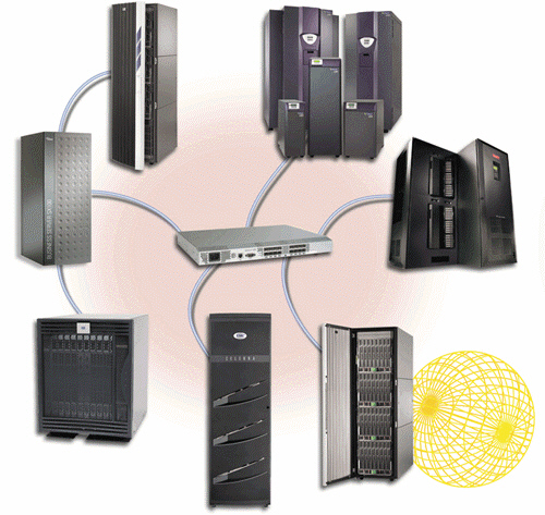   As shown in the accompanying figure, a technique used to implement a storage system is a high-capacity tape system that works with multiple tape cartridges for storing backups. What is the term for this? A)  tape archive B)  tape network C)  tape appliance D)  tape library