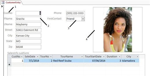   Explain why a text box rather than a combo box is the best choice for the FName and LName data fields shown in the accompanying figure.