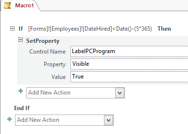   In the figure above, what type of object is referenced in the conditional expression? A)  Form B)  Report C)  Macro D)  Module