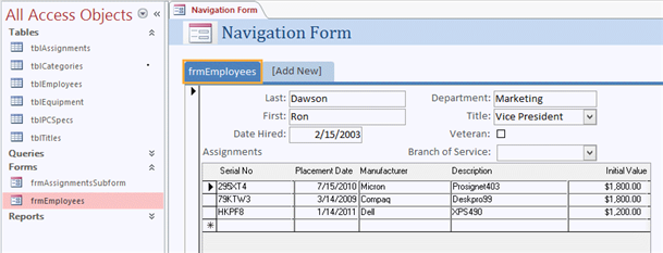   To add a new tab to the form shown in the figure, click the [Add New] tab.