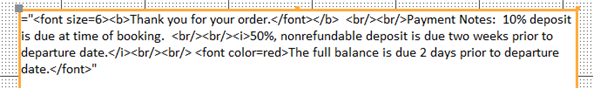   In the figure shown, what formatting change is made to the first sentence? A)  the color is red B)  the size is 6 C)  the font face is Arial D)  the font is italic
