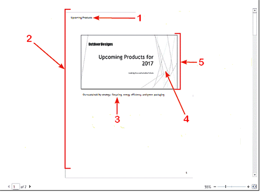   In the accompanying figure, item 3 indicates ____. A)  speaker notes B)  the footer C)  the slide title D)  metadata