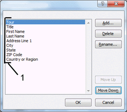    Item 1 in the accompanying figure shows fields in the data source.