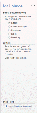   Which step of the mail merge process is shown in the accompanying figure? A)  1 B)  2 C)  3 D)  4