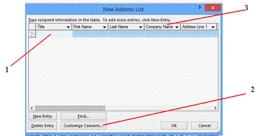   Item 3 in the accompanying figure is a(n)  ____. A)  column heading B)  record C)  address D)  main document