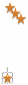 Harry is creating a flyer for his restaurant. He has inserted four star shapes, as seen in the figure below, and he wants to align and position the stars on the flyer.      How would Harry rotate all four stars at the same time so they are positioned horizontally?