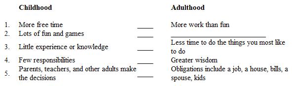 Below is a plan for a contrast paragraph. The points of contrast in the second column do not follow the same order as the points in the first column. In addition, one detail is missing.   The missing detail in the plan above is A)  taller and stronger. B)  more job opportunities. C)  independent decision making.