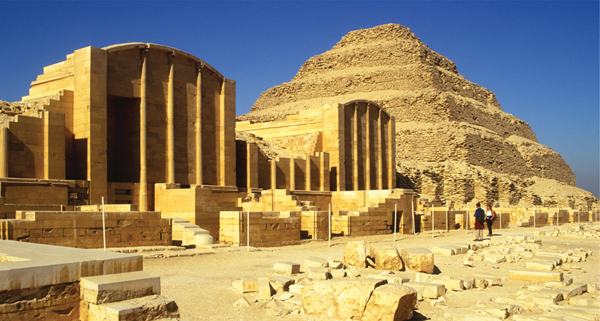 ​   Which statement applies to the Stepped Pyramid of Djoser and Tomb Complex ? A) It is the most famous monument from classical Greek art of the fifth century BCE. B) The Stepped Pyramid was both a  group project  and designed by the architect Imhotep. C) It is a  group project,  requiring extensive collaboration among laborers, priests, and builders. D) The architect was named Khufu.