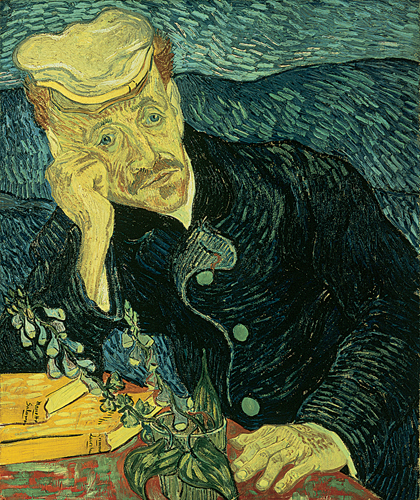 ​   Which element did Van Gogh's Portrait of Dr. Gachet include that suggests the artist's state of mind? A) Soft pastel colors B) Lack of clear forms C) Thick paint D) Tears