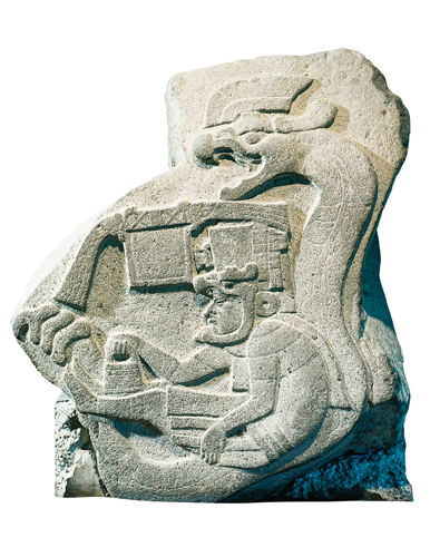 <strong> Which culture created the work Relief Depicting a Priest Making an Offering, and a Snake behind Him from carved basalt?</strong> A)The Assyrians of the ancient Near East B)The Yoruba of Nigeria C)The Olmecs of Central America D)The Aborigines of Australia