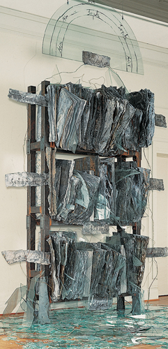 <strong> Anselm Kiefer's Breaking of the Vessels likely makes which cultural references?</strong> A)Both to the modern production of vessels and the loss of traditional methods B)Both to the Hebrew Kabbalah and the Nazi's Kristallnacht C)To the ceremonial use of vessels by Catholic Christians D)To the loss of identity and break with tradition of modern urban living