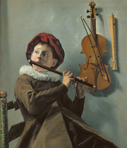 ​   Judith Leyster's Boy Playing a Flute shows which aspect of the society in which it was painted? A) The way music was enjoyed throughout society, including in middle-class homes B) The way genre painting was used to make a moral commentary on the frivolity of music C) The fact that global trade networks of the Dutch Republic brought new and exotic objects into Dutch households D) The use of young servants to perform music in a society with rigid hierarchies