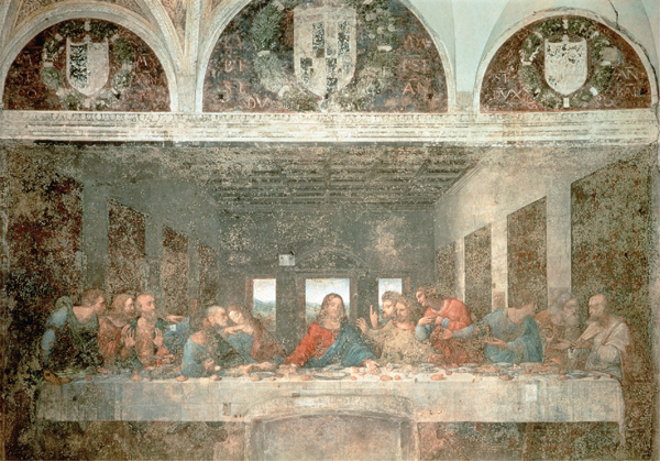<strong>  Which statement describes Leonardo da Vinci's painting Last Supper ?</strong> A)One-point perspective focuses the attention of the viewer on Jesus. B)Da Vinci's composition for this scene was so technically difficult that it's never been replicated. C)It renders the meal as a political act. D)It is an example of a potlatch. <div style=padding-top: 35px> 