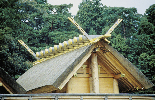 ​   The Main Shrine at Ise has which of the following features? A) It housed the sacred mandala at its main altar. B) No nails were used; instead pegs join its unpainted wood pieces. C) The notion of sacred geometry shaped the design. D) It represents the high point of monumental stone building in that region.